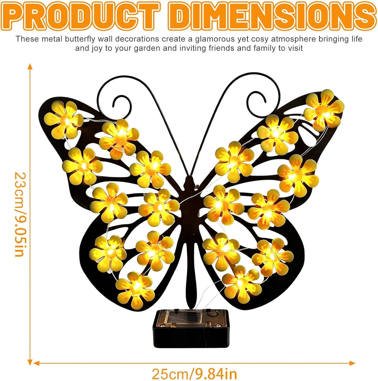 🦋 Solar Metal Butterfly Wall Light