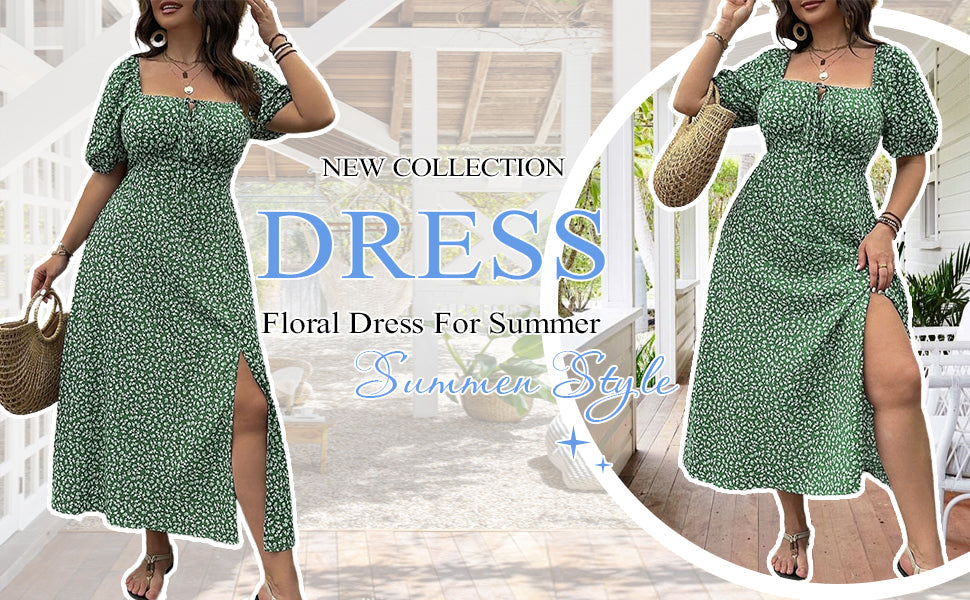 đź’—Summer Specials-60% OFFđź’—Plus-size Short Sleeve Split Floral Print Dress