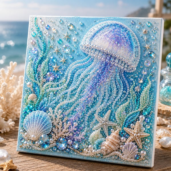 đ⨠Ocean Theme Pearl Art DIY Kit â Relaxing DIY Craft to Create Stunning Coastal Artwork