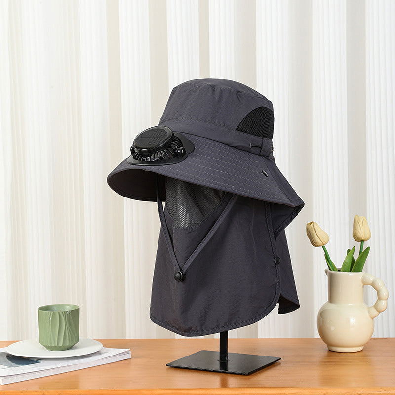 Solar-Powered Wide-Brim Shade Fan Hat