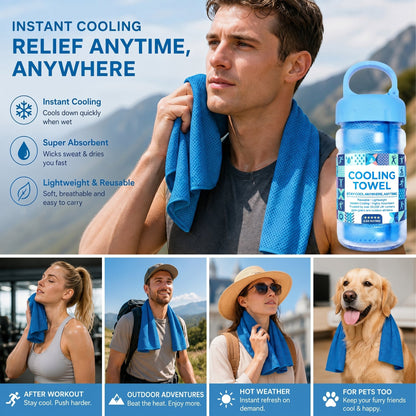 ⏰Last Day Buy 1 Get 1 Free❄💦Cold Sweat Towel You Can Use Anywhere, Anytime! Reusable Soft Absorbent Cooling Portable– UK Ready! 🇬🇧