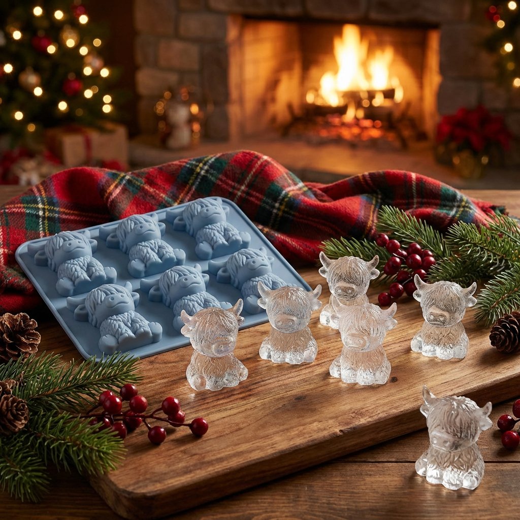 ⏳Last Day Special Price ￡6.99!!🐮 Mini Highland Cow Ice Cube Mold – Cute 3D Ice for Drinks, Parties & Gifts
