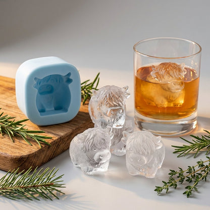 ⏳Last Day Special Price ￡6.99!!🐮 Mini Highland Cow Ice Cube Mold – Cute 3D Ice for Drinks, Parties & Gifts