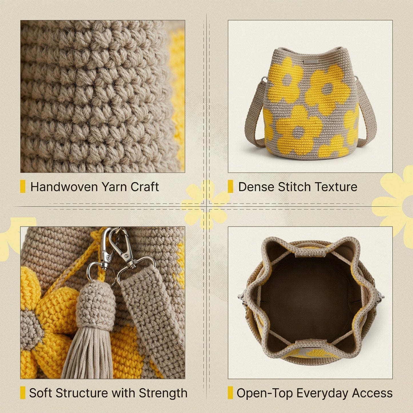 ☀️2026 HOT SALE 49% OFF🧵🌸Handmade Crochet Flower Tote 🌼✨