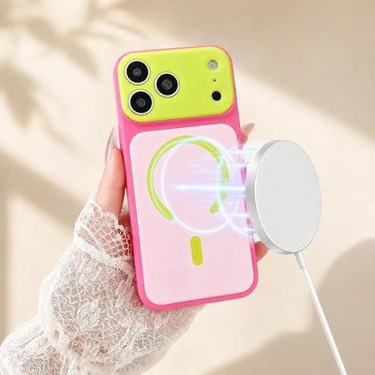 🔥Summer Hot Sale 🌈Dopamine Color Block MagSafe Case – Ultra-Slim Matte Hard PC Cover for iPhone 17 Pro Max