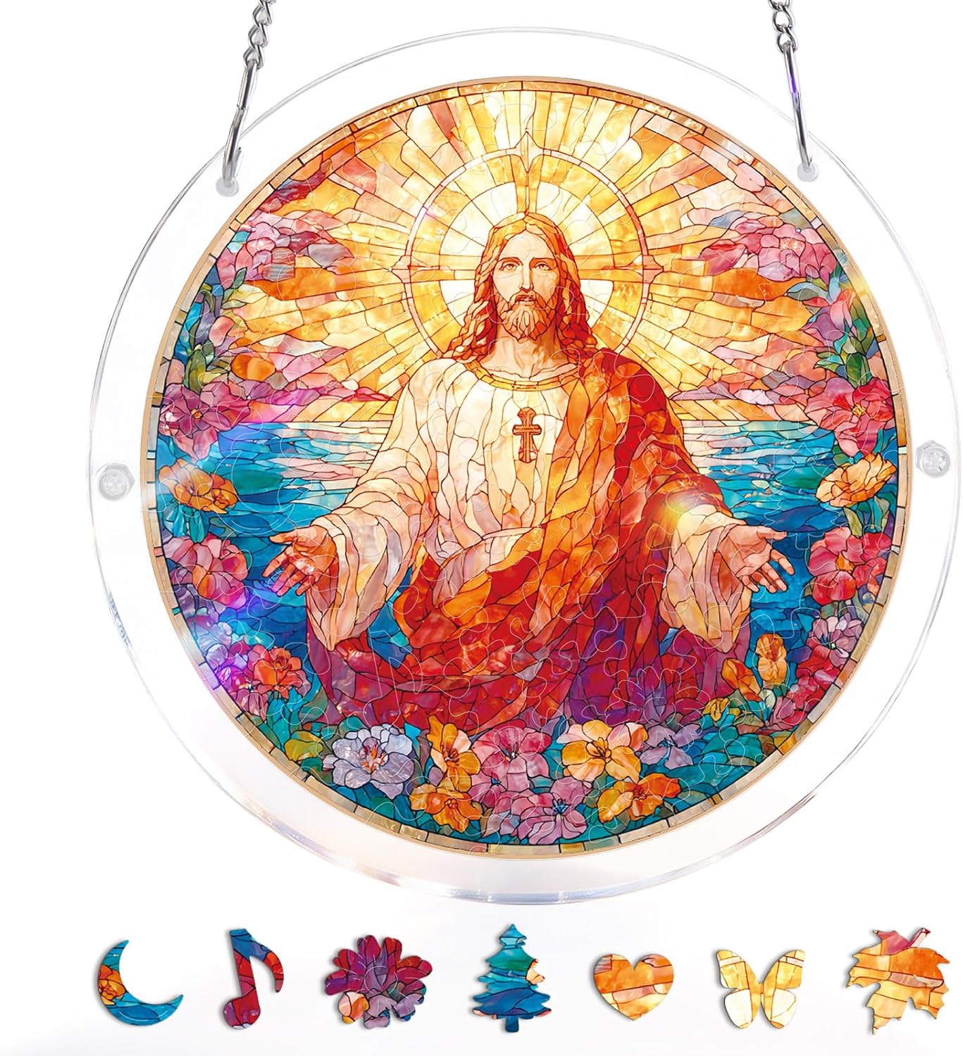 Acrylic Jigsaw Puzzle Suncatcher - Glowing Feather Haven