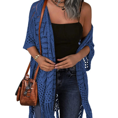 🔥 LIMITED-TIME Just £15.99!!😍Women’s Oversized Knit Cardigan – Lightweight Crochet Tassel Kimono for Spring & Summer 🌸