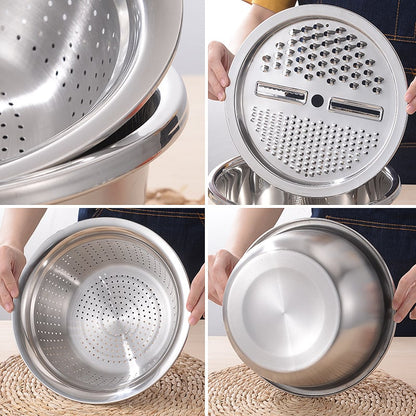 🔥HOT SALE 50% OFF-🌞🍴 3-in-1 Stainless Steel Grater Bowl