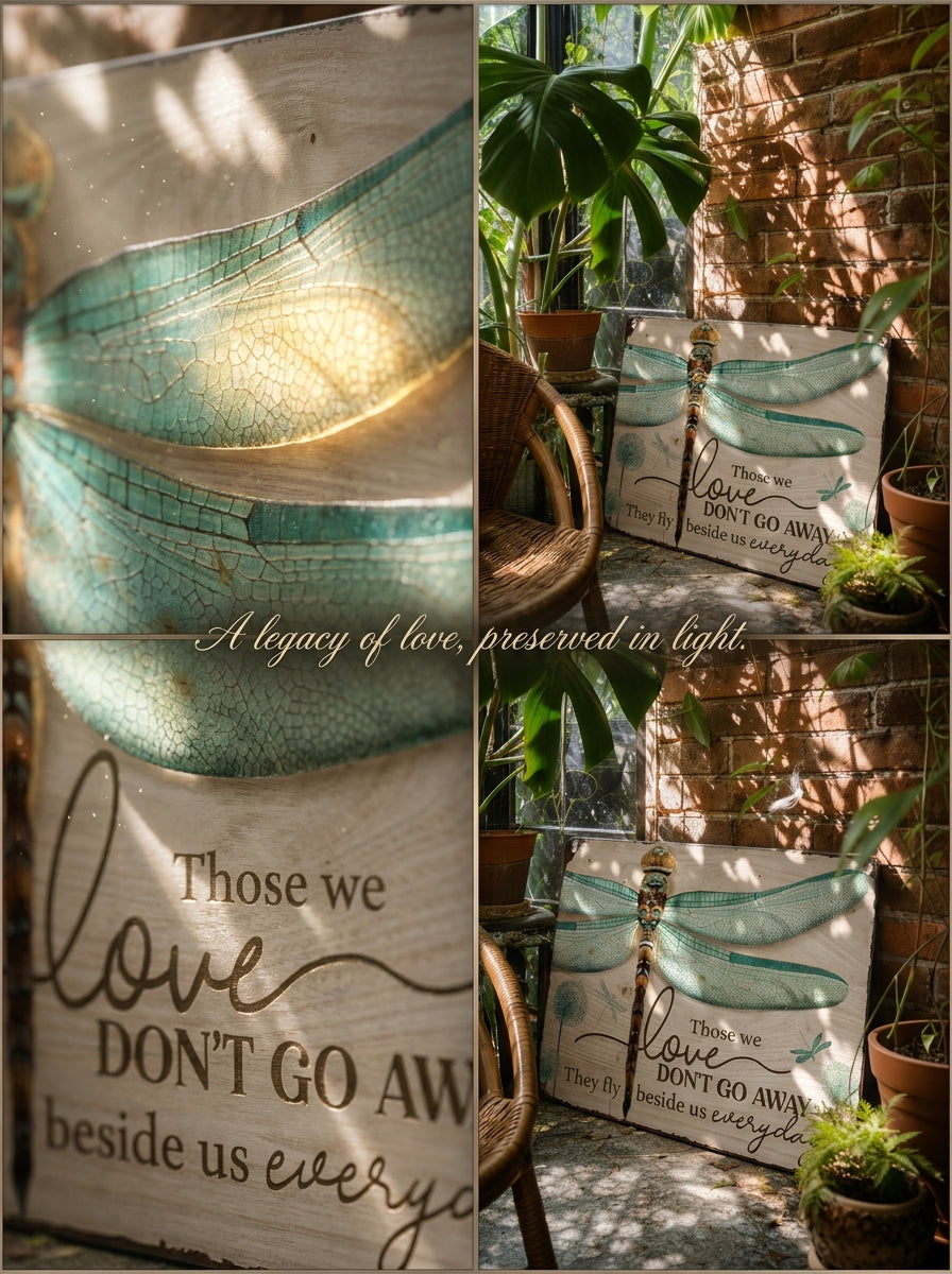 Dragonfly Memorial Garden Sign – “Those We Love Don’t Go Away” Sympathy Gift, Remembrance Outdoor Decor
