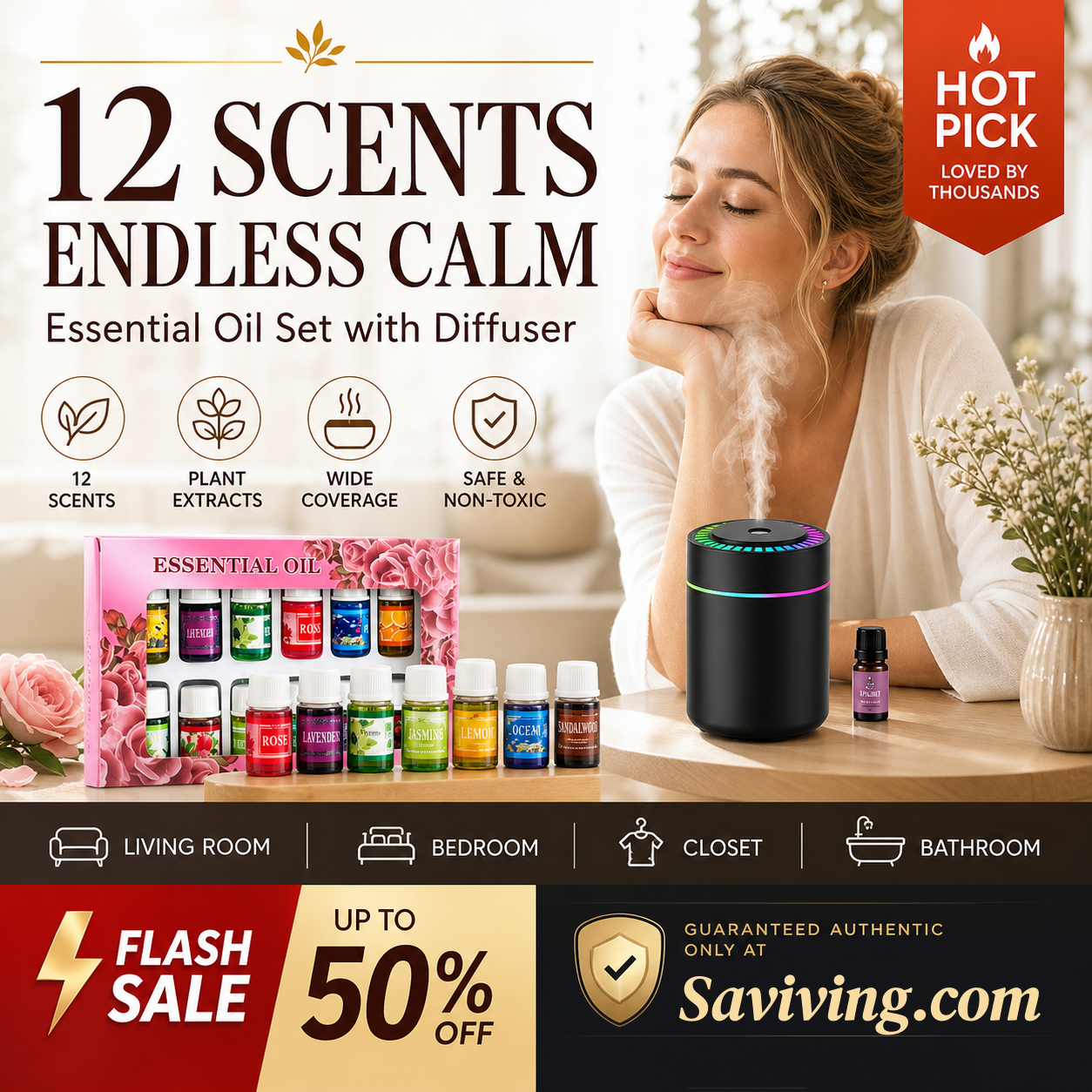 🔥Limited Time 50% Off！🌷12-Pack Water Soluble Essential Oils Set🎁🌺The fresh scent lifts your mood！
