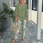 🌞Oferta de verano 50% DE DESCUENTO🥰Conjunto de dos piezas de top de manga corta con cuello redondo y pantalones estampados casual para mujer