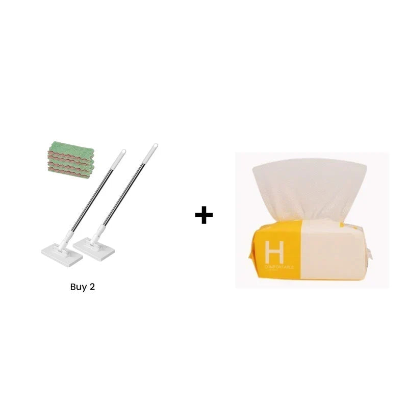 🔥Extendable Telescopic Disposable Flat Clip Mop, 360° Swivel Lightweight Floor Mop