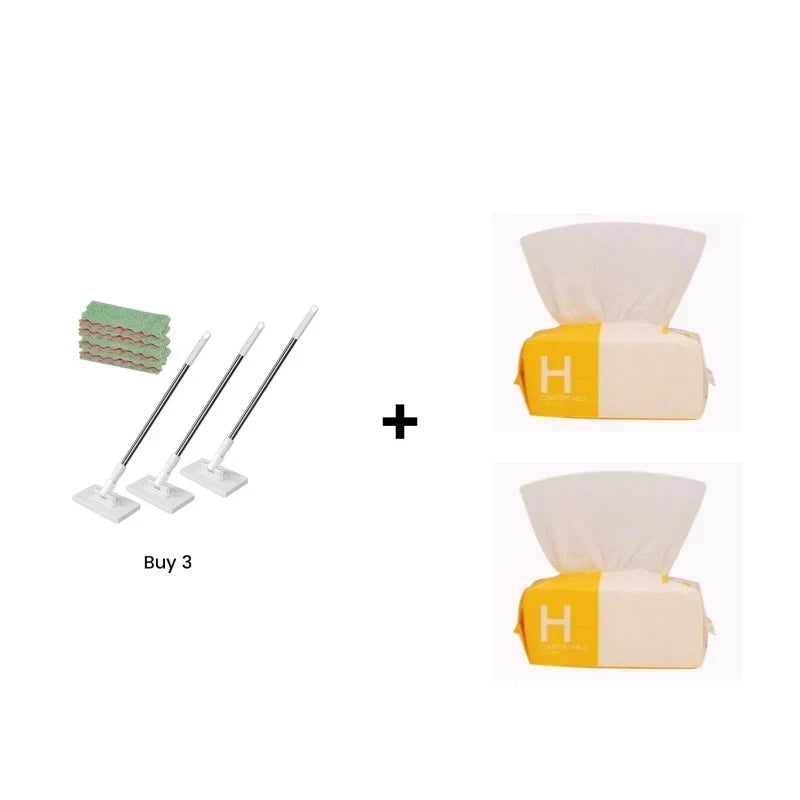 🔥Extendable Telescopic Disposable Flat Clip Mop, 360° Swivel Lightweight Floor Mop