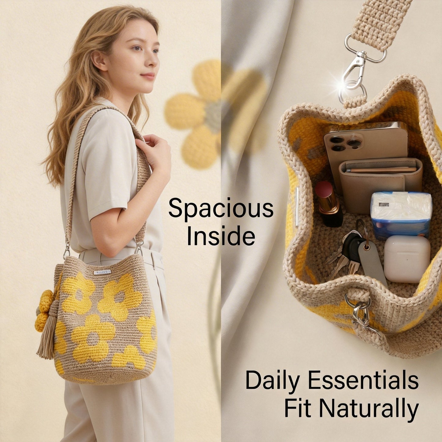 ☀️2026 HOT SALE 49% OFF🧵🌸Handmade Crochet Flower Tote 🌼✨