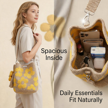 ☀️2026 HOT SALE 49% OFF🧵🌸Handmade Crochet Flower Tote 🌼✨