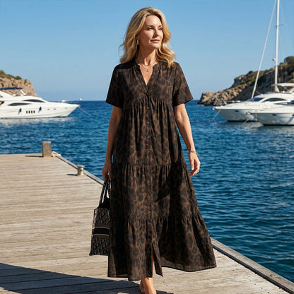 💞New arrival 60% OFF for a Limited Time!!👗WOMEN'S V-NECK LEOPARD PRINT MAXI DRESS! 💎