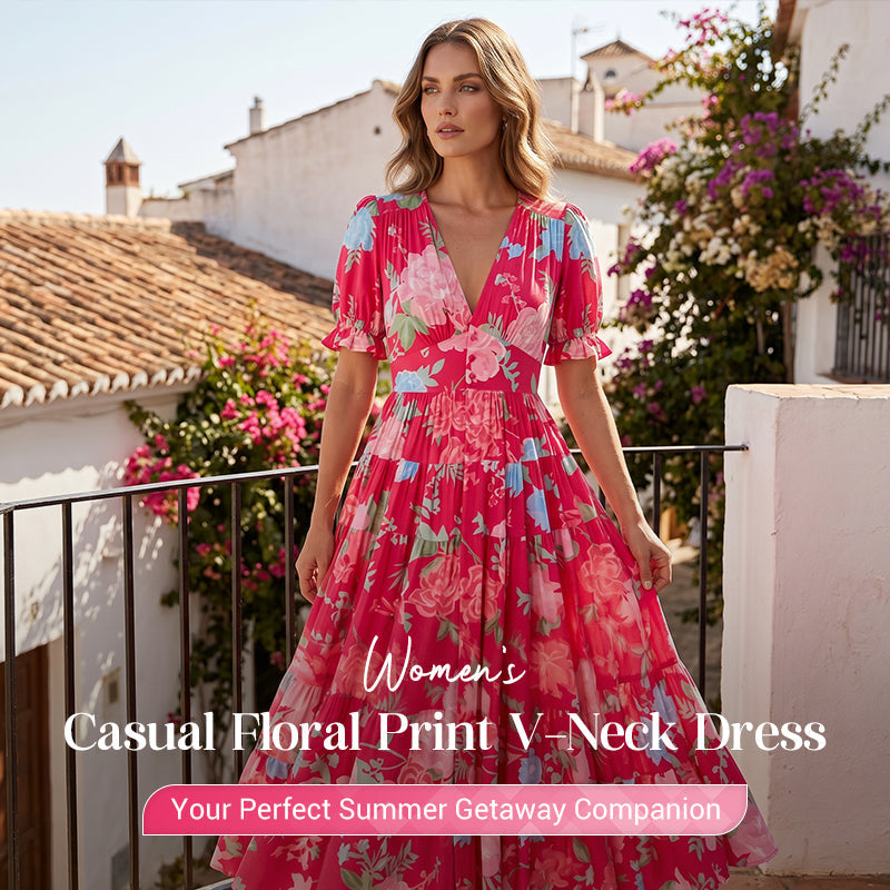 🌺Summer Hot Sale 60% OFF💐💃V-neck Floral Loose Maxi Dress