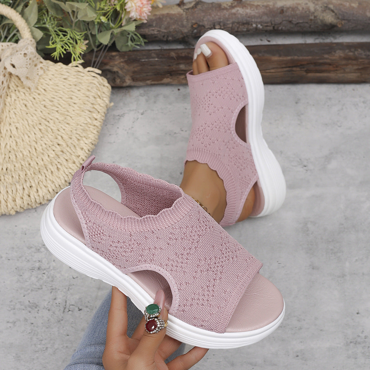 ⏳Time-Limited Special Price: ￡13.99!!🎁Women’s Knit Platform Sandals – Lightweight, Breathable & Arch-Supported 🏝️☁️  Cushioned Memory Foam Footbed • Non-Slip Sole • All-Day Comfort for Summer Walks, Holidays & City Days 🎁🇬🇧