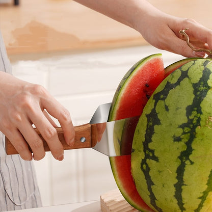 Triangle Watermelon Cutter, Stainless Steel with Wooden Handle - Melon Slicer, Fruit Cutter for Kitchen Gadgets