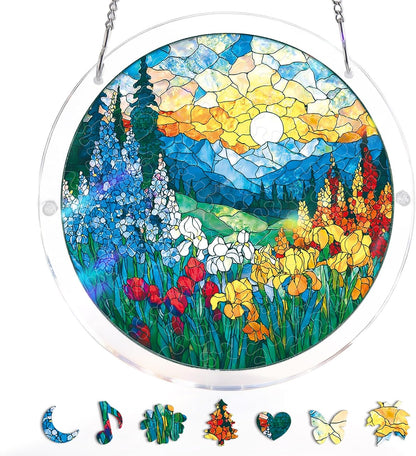 Acrylic Jigsaw Puzzle Suncatcher - Glowing Feather Haven