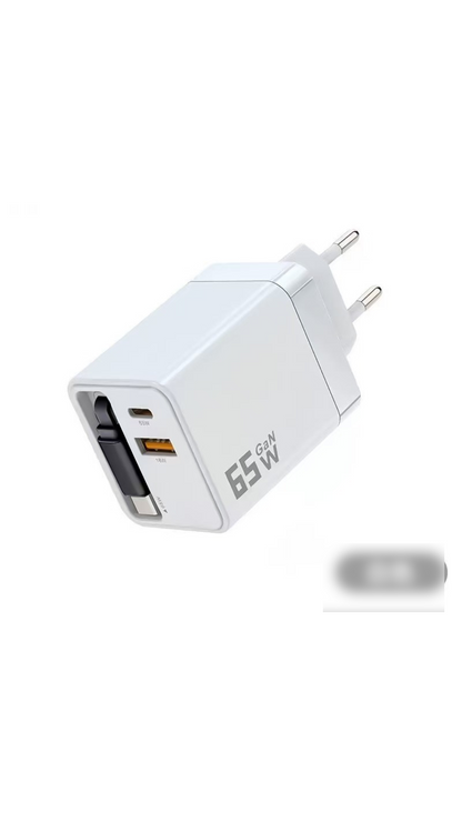 ⌛Only 1 Day Left Of This Offer⏳65W Fast Charging Phone Charger Block with Retractable 80cm Type-C Cable