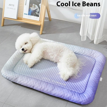 💖LAST DAY SALE ONLY￡7.99!!❄Pawchill™🇬🇧Pet Cooling Mat for Dogs & Cats 🐾 Naturally Cool Ice-Silk Pad • Breathable, Washable & Soft 🌿  For Floors, Sofas & Car Travel • Multiple Sizes • Gradient Colours ☀️🐶🐱