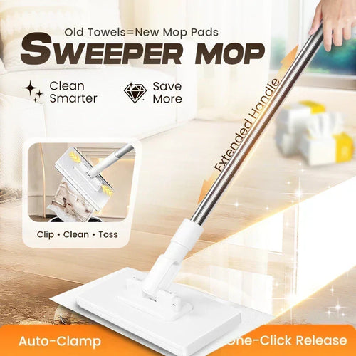 🔥Extendable Telescopic Disposable Flat Clip Mop, 360° Swivel Lightweight Floor Mop