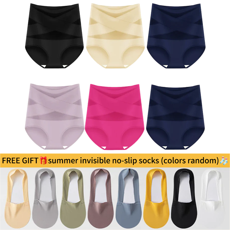 💖Hot Sale-Buy 1 Get 3 Packs💖Plus-Size High-Waist Cross Tummy Control Panties