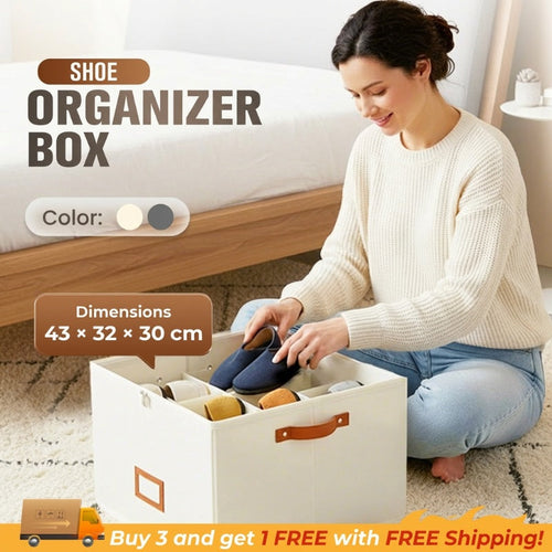 👟 Fabric Shoe Organizer Storage Box – Foldable, Large Capacity, Dustproof & Breathable for Closet & Bedroom 🧺✨-UK