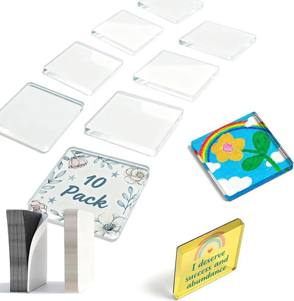 🎁 49% OFF🔥Buy 3 Get 1 Free🎁✂10 Pack Clear Acrylic DIY Fridge Magnet Set with Adhesive Backing – Square Magnetic Photo Frames with Stunning 3D Effect 💕