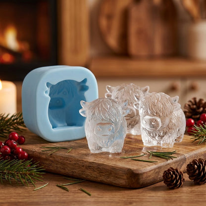 ⏳Last Day Special Price ￡6.99!!🐮 Mini Highland Cow Ice Cube Mold – Cute 3D Ice for Drinks, Parties & Gifts