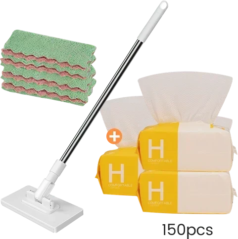 🔥Extendable Telescopic Disposable Flat Clip Mop, 360° Swivel Lightweight Floor Mop