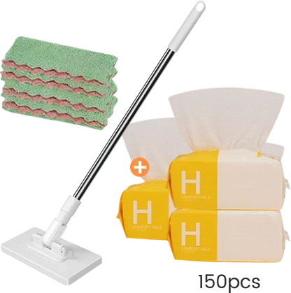 🔥Extendable Telescopic Disposable Flat Clip Mop, 360° Swivel Lightweight Floor Mop