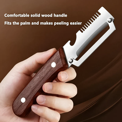 🔥Multi-Functional Wooden Vegetable Peeler with Built In Bottle Opener