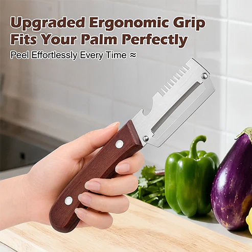🔥Multi-Functional Wooden Vegetable Peeler with Built In Bottle Opener