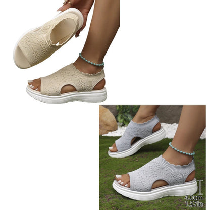 ⏳Time-Limited Special Price: ￡13.99!!🎁Women’s Knit Platform Sandals – Lightweight, Breathable & Arch-Supported 🏝️☁️  Cushioned Memory Foam Footbed • Non-Slip Sole • All-Day Comfort for Summer Walks, Holidays & City Days 🎁🇬🇧
