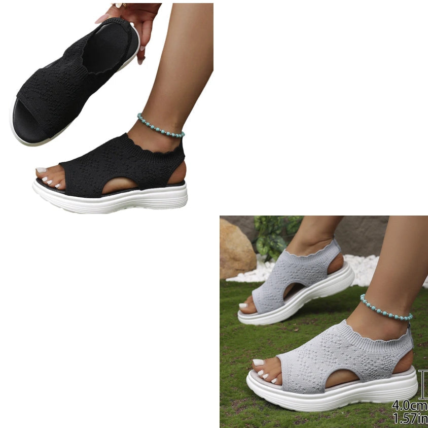 ⏳Time-Limited Special Price: ￡13.99!!🎁Women’s Knit Platform Sandals – Lightweight, Breathable & Arch-Supported 🏝️☁️  Cushioned Memory Foam Footbed • Non-Slip Sole • All-Day Comfort for Summer Walks, Holidays & City Days 🎁🇬🇧