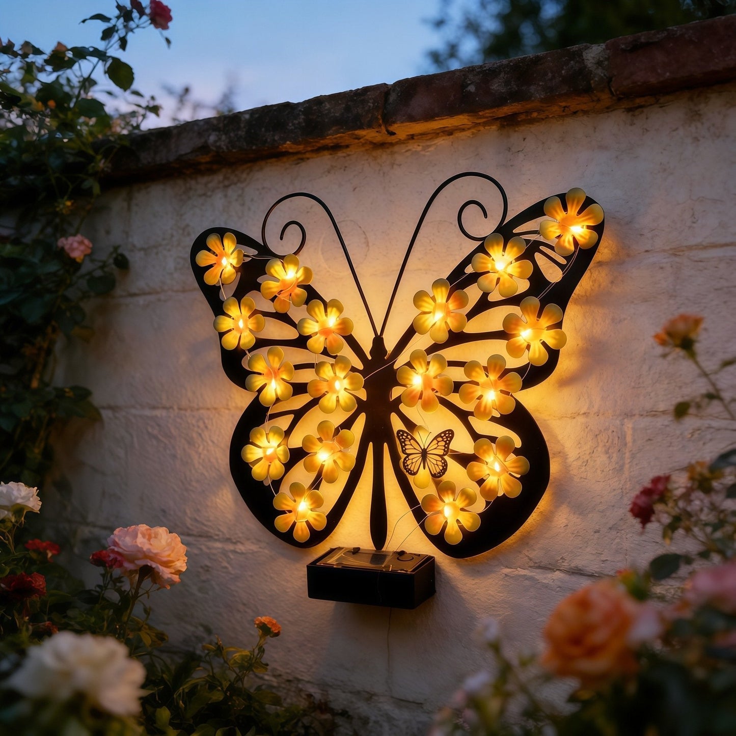 🦋 Solar Metal Butterfly Wall Light