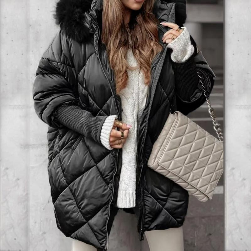 ❄️Especiales de Invierno❄️ Abrigo Parka de Mujer de Largo Medio con Mangas de Punto y Retales