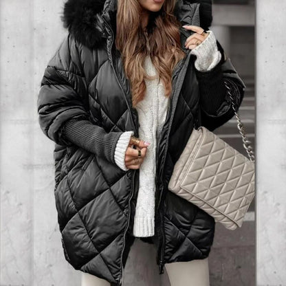 ❄️Especiales de Invierno❄️ Abrigo Parka de Mujer de Largo Medio con Mangas de Punto y Retales