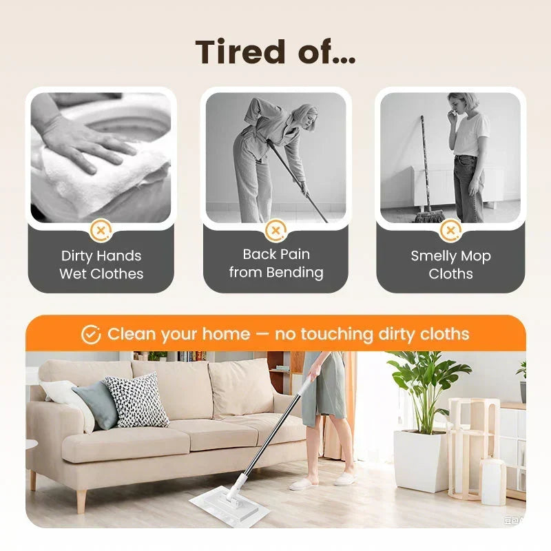 🔥Extendable Telescopic Disposable Flat Clip Mop, 360° Swivel Lightweight Floor Mop