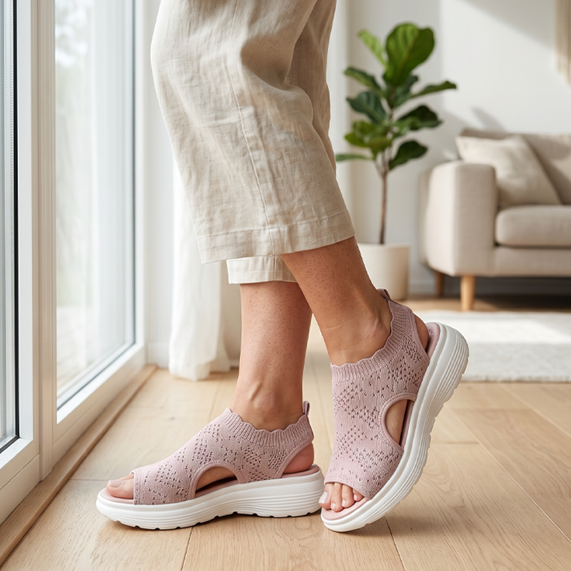 ⏳Time-Limited Special Price: ￡13.99!!🎁Women’s Knit Platform Sandals – Lightweight, Breathable & Arch-Supported 🏝️☁️  Cushioned Memory Foam Footbed • Non-Slip Sole • All-Day Comfort for Summer Walks, Holidays & City Days 🎁🇬🇧