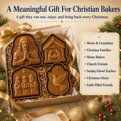 🔥HOT SALE 50% OFF✝️ Faith & Nativity Christmas Mini Pie Mold Collection | Reusable Embossed Molds for Shaping Detailed Praying Jesus, Nativity Stable and so on Pies🥧✨