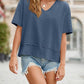 💥Gran venta de 2026, 49% de descuento👚Blusa de mujer de manga media con cuello en V y dobladillo de patchwork