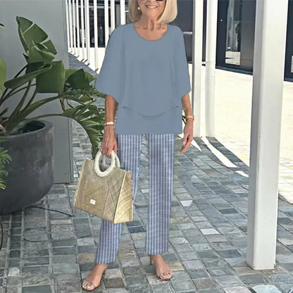 🌞Summer Sale 50% OFF🥰Women’s Casual Round Neck Half Sleeve Top Printed Pants Two Piece Set
