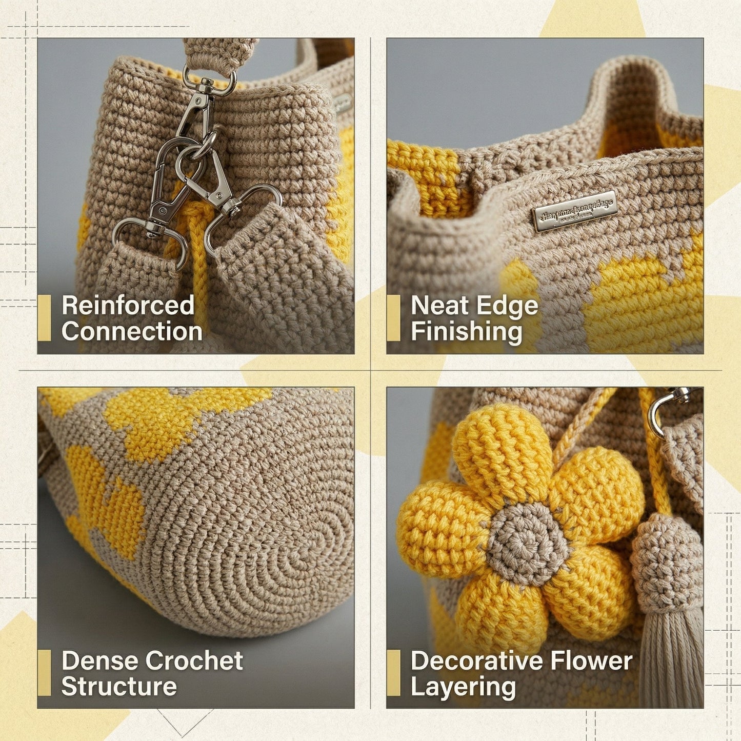 ☀️2026 HOT SALE 49% OFF🧵🌸Handmade Crochet Flower Tote 🌼✨