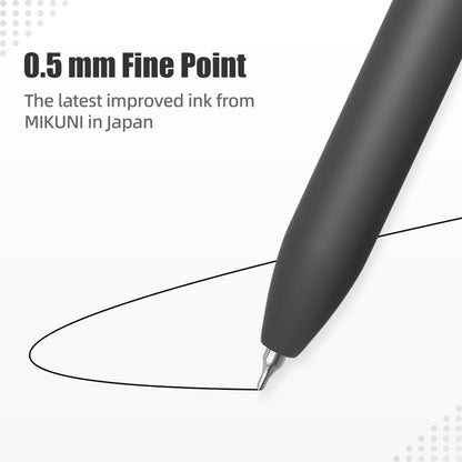 🔥Black Gel Pens, 6Pcs 0.5mm Gel Pens Fine Point, Quick Dry Retractable Gel Pen Set, Smooth Writing Pens for Office Work, Note Taking, Black Ink Pens for Men Women(Black)