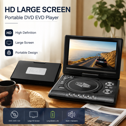 🎁Best Gift for Your Family: 50% OFF!🎉—📺 7.8" HD Portable DVD/EVD Player – Large Screen, Rechargeable & Compatible with DVD/CD/USB/SD