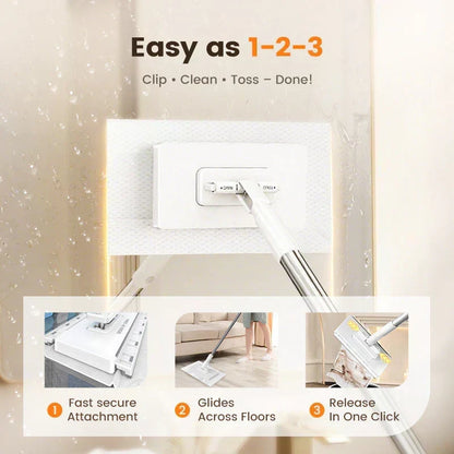 🔥Extendable Telescopic Disposable Flat Clip Mop, 360° Swivel Lightweight Floor Mop