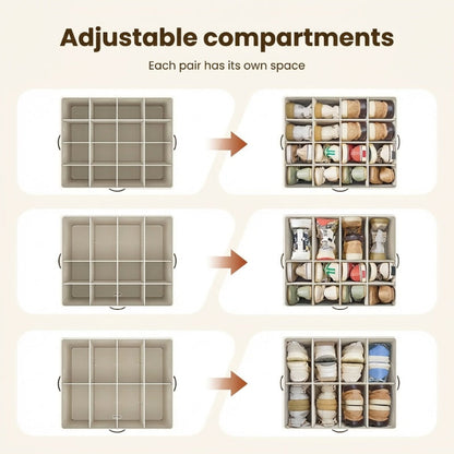 👟 Fabric Shoe Organizer Storage Box – Foldable, Large Capacity, Dustproof & Breathable for Closet & Bedroom 🧺✨-UK